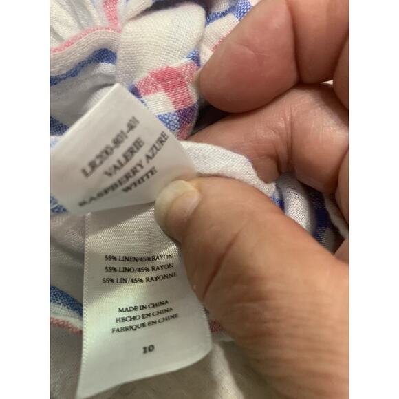 Rails for Girls Button Up Linen Top Size 10 Valerie Rasberry Azure White - Picture 6 of 9